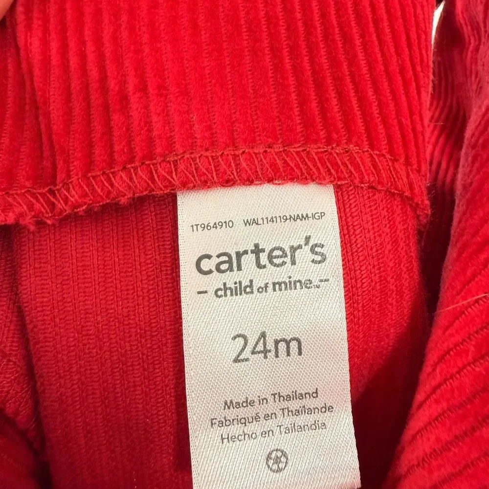 Carter’s Baby And Toddler Boy Overall Size 24 Months Red Corduroy Holiday Photo